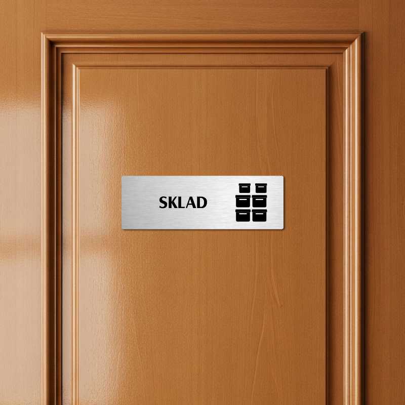 Sklad, 200x66mm, stříbrná popiska s dvojtým rámečkem